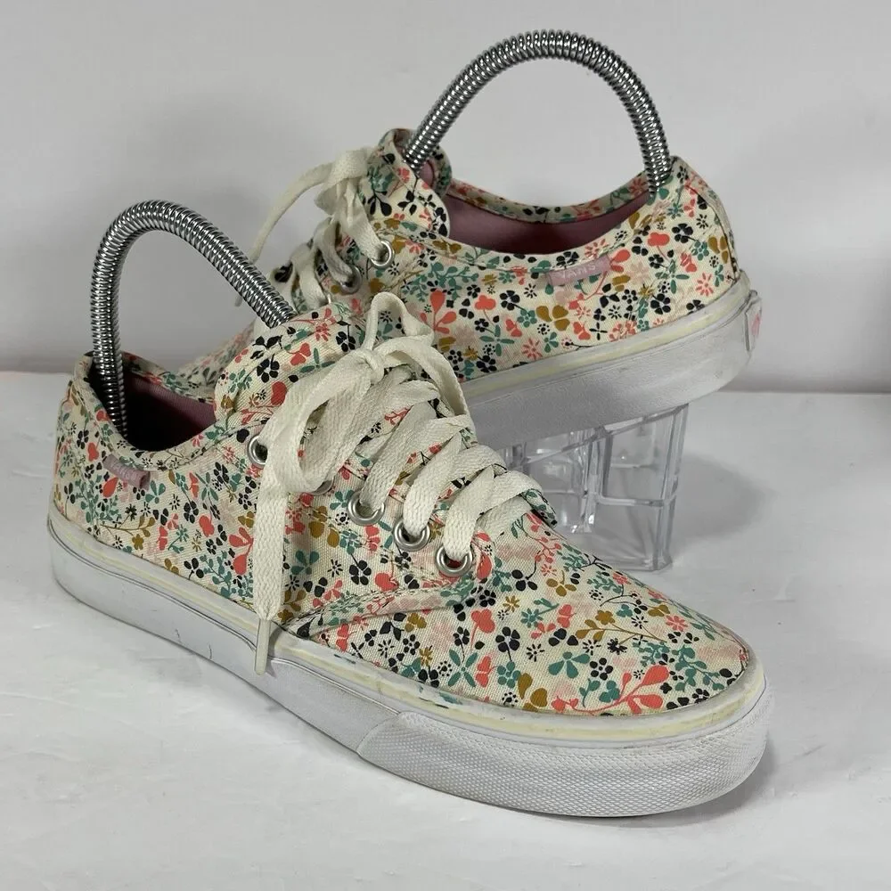Rare Vans Floral Print Low Top Sneakers - Canvas Lace Up - EUC Size 6